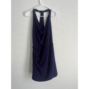 Tango Cocktail Halter Mini Dress Womens Small Purple Cowl Neck Ruched Party